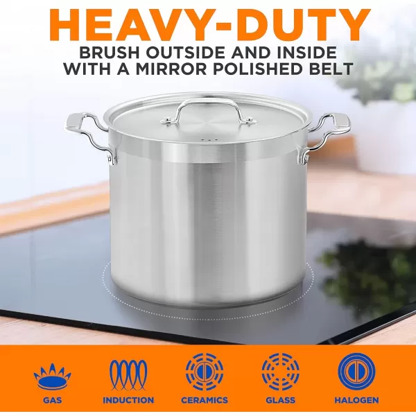 imageNutriChef 20 Quart HeavyDuty Stockpot with Stainless Lid  Large Pot for Induction Gas ampamp Electric Cooktops Perfect for Soups ampamp Stews16 Quarts