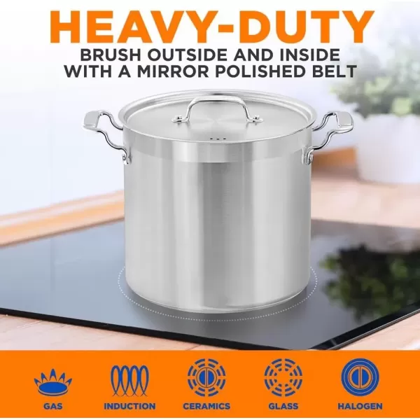 imageNutriChef 20 Quart HeavyDuty Stockpot with Stainless Lid  Large Pot for Induction Gas ampamp Electric Cooktops Perfect for Soups ampamp Stews20 Quarts