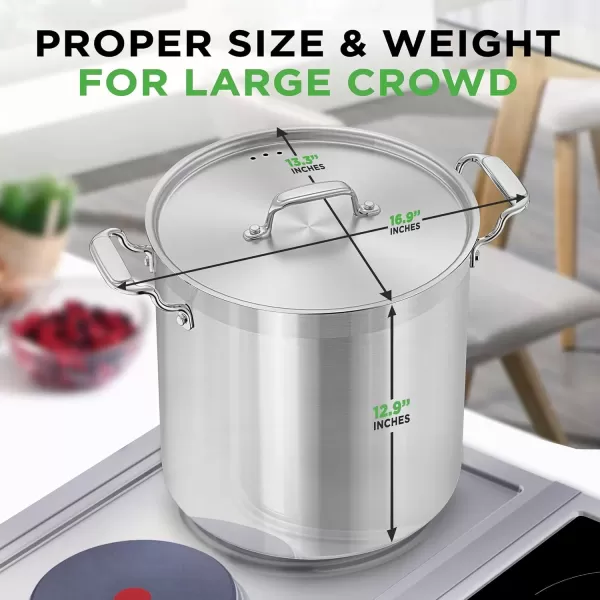 imageNutriChef 20 Quart HeavyDuty Stockpot with Stainless Lid  Large Pot for Induction Gas ampamp Electric Cooktops Perfect for Soups ampamp Stews24 Quarts