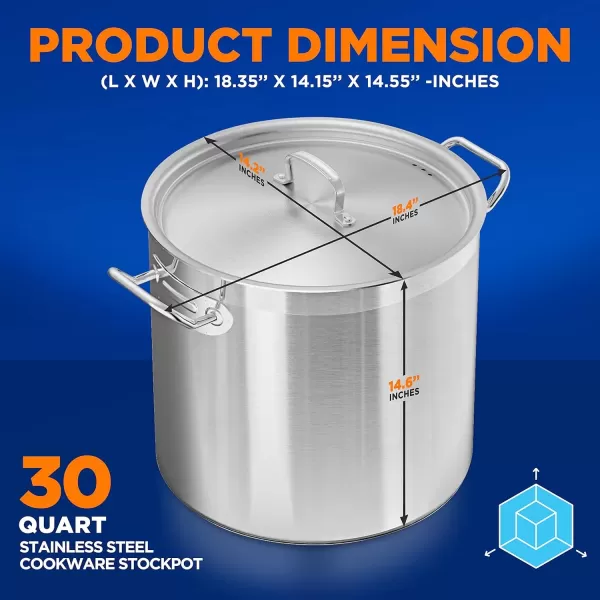 imageNutriChef 20 Quart HeavyDuty Stockpot with Stainless Lid  Large Pot for Induction Gas ampamp Electric Cooktops Perfect for Soups ampamp Stews30 Quarts