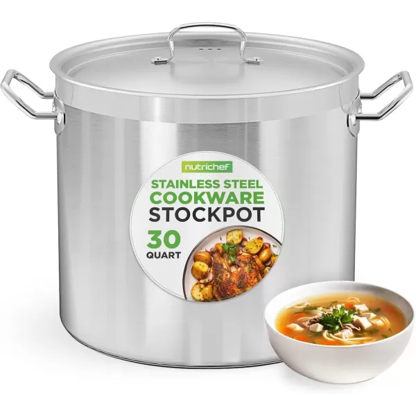 imageNutriChef 20 Quart HeavyDuty Stockpot with Stainless Lid  Large Pot for Induction Gas ampamp Electric Cooktops Perfect for Soups ampamp Stews30 Quarts