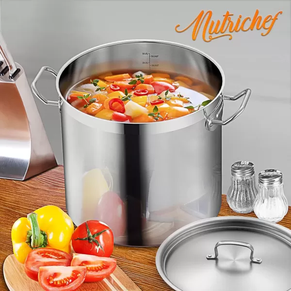 imageNutriChef 20 Quart HeavyDuty Stockpot with Stainless Lid  Large Pot for Induction Gas ampamp Electric Cooktops Perfect for Soups ampamp Stews30 Quarts