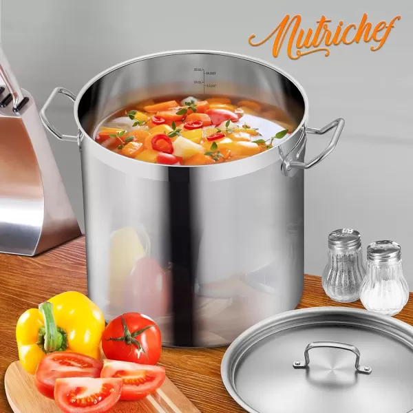 imageNutriChef 20 Quart HeavyDuty Stockpot with Stainless Lid  Large Pot for Induction Gas ampamp Electric Cooktops Perfect for Soups ampamp Stews35 Quarts