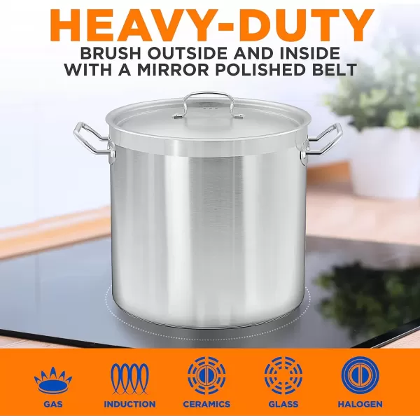 imageNutriChef 20 Quart HeavyDuty Stockpot with Stainless Lid  Large Pot for Induction Gas ampamp Electric Cooktops Perfect for Soups ampamp Stews35 Quarts