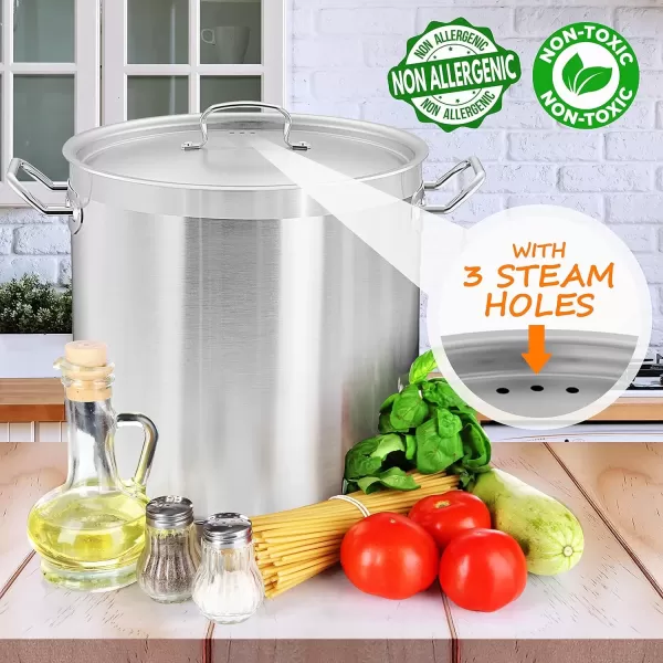 imageNutriChef 20 Quart HeavyDuty Stockpot with Stainless Lid  Large Pot for Induction Gas ampamp Electric Cooktops Perfect for Soups ampamp Stews35 Quarts