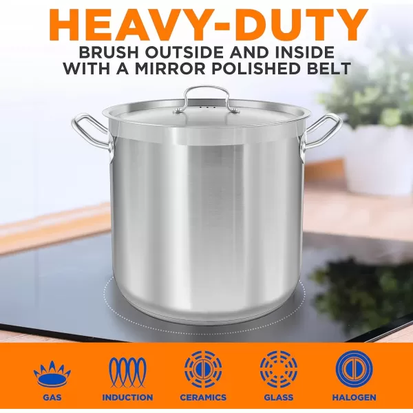 imageNutriChef 20 Quart HeavyDuty Stockpot with Stainless Lid  Large Pot for Induction Gas ampamp Electric Cooktops Perfect for Soups ampamp Stews40 Quarts