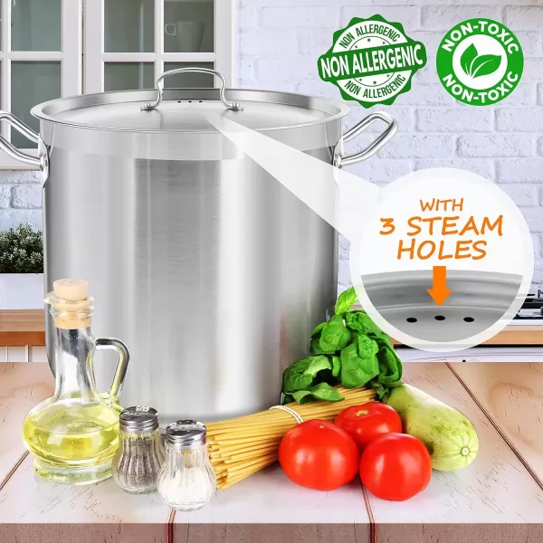 imageNutriChef 20 Quart HeavyDuty Stockpot with Stainless Lid  Large Pot for Induction Gas ampamp Electric Cooktops Perfect for Soups ampamp Stews40 Quarts