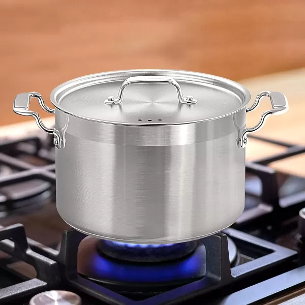 imageNutriChef 20 Quart HeavyDuty Stockpot with Stainless Lid  Large Pot for Induction Gas ampamp Electric Cooktops Perfect for Soups ampamp Stews5 Quarts