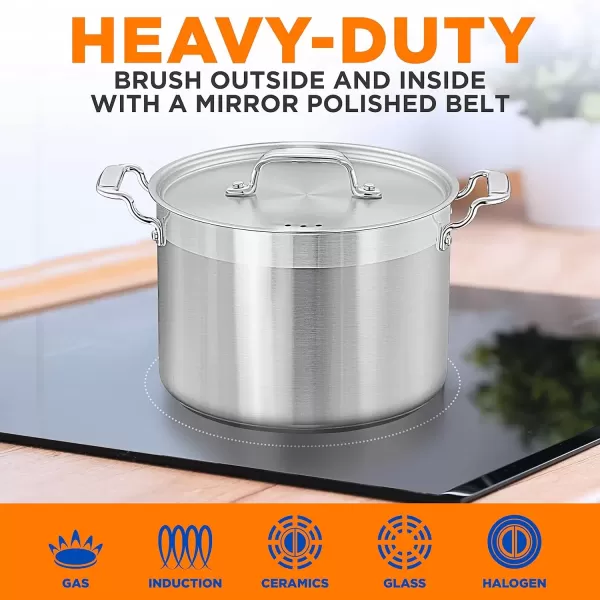 imageNutriChef 20 Quart HeavyDuty Stockpot with Stainless Lid  Large Pot for Induction Gas ampamp Electric Cooktops Perfect for Soups ampamp Stews8 Quarts