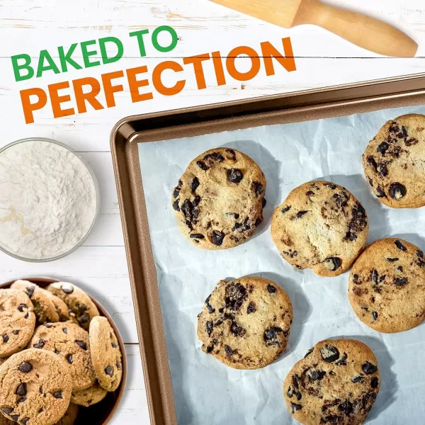 imageNutriChef 2Piece XL Mega Cookie Sheet Baking Pans Set  22quot x 16quot Extra Large Nonstick Carbon Steel Oven Baking Tray Pans Stackable Bakeware Black  NCLGBP16Gold