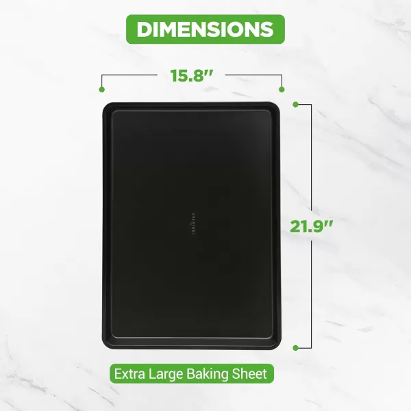 imageNutriChef 2Piece XL Mega Cookie Sheet Baking Pans Set  22quot x 16quot Extra Large Nonstick Carbon Steel Oven Baking Tray Pans Stackable Bakeware Black  NCLGBP16Black
