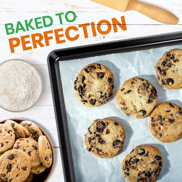 imageNutriChef 2Piece XL Mega Cookie Sheet Baking Pans Set  22quot x 16quot Extra Large Nonstick Carbon Steel Oven Baking Tray Pans Stackable Bakeware Black  NCLGBP16Black