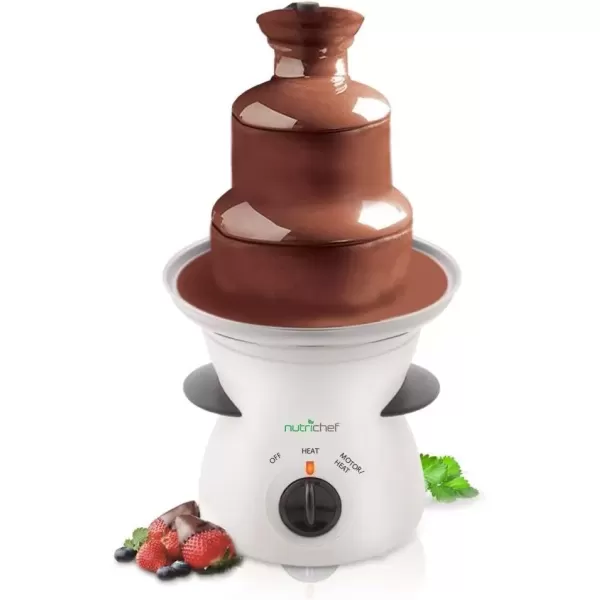 imageNutriChef 3 Tier Chocolate Fondue Fountain  Electric Stainless Chocolate Dipping Warmer Machine  Warm ampamp Melt Chocolate Butter Caramel  Great for Parties Events ampamp Weddings  Pot Capacity 16 oz