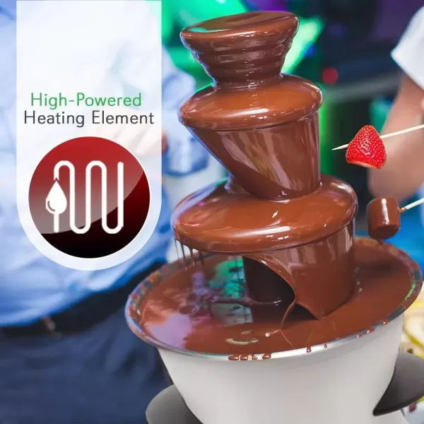 imageNutriChef 3 Tier Chocolate Fondue Fountain  Electric Stainless Chocolate Dipping Warmer Machine  Warm ampamp Melt Chocolate Butter Caramel  Great for Parties Events ampamp Weddings  Pot Capacity 16 oz