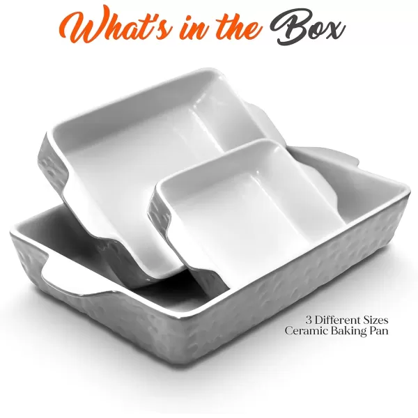 imageNutriChef 3Piece Ceramic Casserole Dish for Oven  Durable Lasagna Baking Dish w Premium NonStick Coating ampamp BuiltIn Handles  Dishwasher ampamp Microwave Safe  14quot x 8quot 10quot x 6quot 7quot x 5quot  Gray