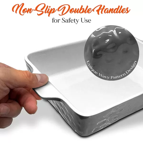 imageNutriChef 3Piece Ceramic Casserole Dish for Oven  Durable Lasagna Baking Dish w Premium NonStick Coating ampamp BuiltIn Handles  Dishwasher ampamp Microwave Safe  14quot x 8quot 10quot x 6quot 7quot x 5quot  Gray