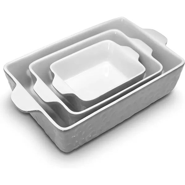 imageNutriChef 3Piece Ceramic Casserole Dish for Oven  Durable Lasagna Baking Dish w Premium NonStick Coating ampamp BuiltIn Handles  Dishwasher ampamp Microwave Safe  14quot x 8quot 10quot x 6quot 7quot x 5quot  Gray