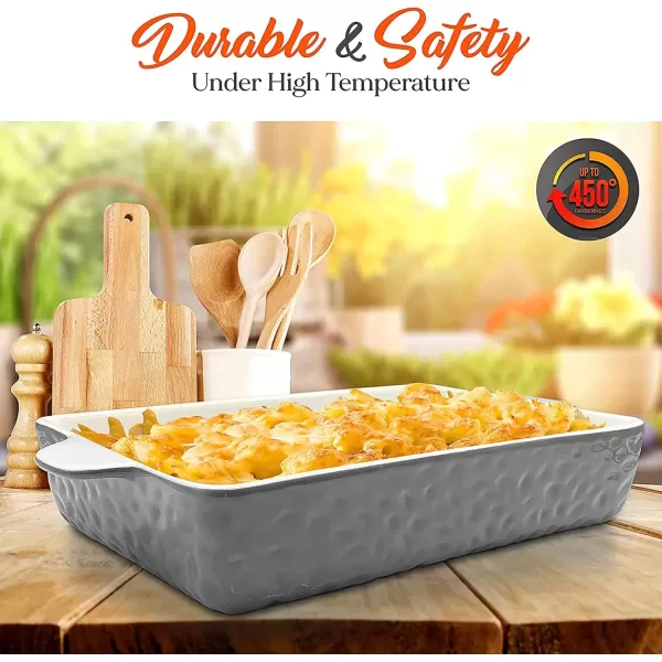 imageNutriChef 3Piece Ceramic Casserole Dish for Oven  Durable Lasagna Baking Dish w Premium NonStick Coating ampamp BuiltIn Handles  Dishwasher ampamp Microwave Safe  14quot x 8quot 10quot x 6quot 7quot x 5quot  Gray