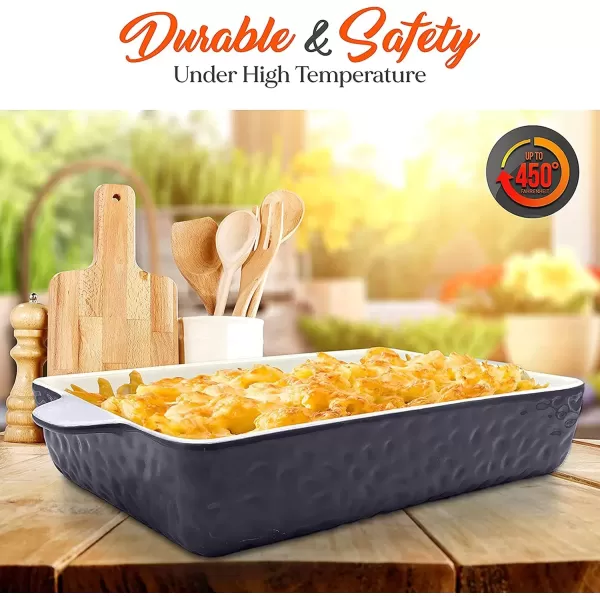 imageNutriChef 3Piece Ceramic Casserole Dish for Oven  Premium Lasagna Baking Pans w Nonstick Coating ampamp BuiltIn Handles  Dishwasher ampamp Microwave Safe  14quot x 8quot 10quot x 6quot 7quot x 5quot  RedRoyal Blue
