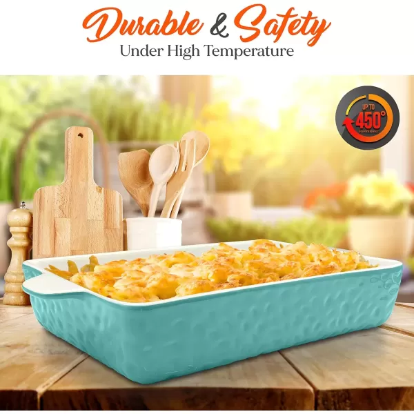 imageNutriChef 3Piece Ceramic Casserole Dish for Oven  Premium Lasagna Baking Pans w Nonstick Coating ampamp BuiltIn Handles  Dishwasher ampamp Microwave Safe  14quot x 8quot 10quot x 6quot 7quot x 5quot  RedAqua
