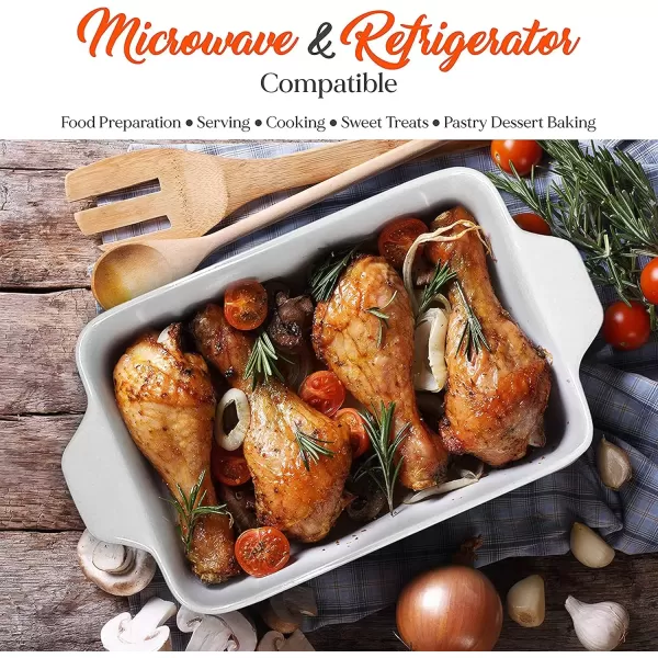 imageNutriChef 3Piece Ceramic Casserole Dish for Oven  Premium Lasagna Baking Pans w Nonstick Coating ampamp BuiltIn Handles  Dishwasher ampamp Microwave Safe  14quot x 8quot 10quot x 6quot 7quot x 5quot  RedRoyal Blue