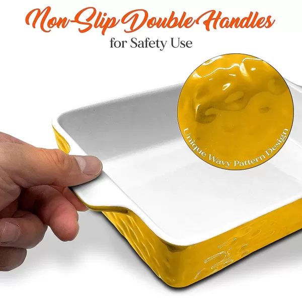 imageNutriChef 3Piece Ceramic Casserole Dish for Oven  Premium Lasagna Baking Pans w Nonstick Coating ampamp BuiltIn Handles  Dishwasher ampamp Microwave Safe  14quot x 8quot 10quot x 6quot 7quot x 5quot  RedYellow