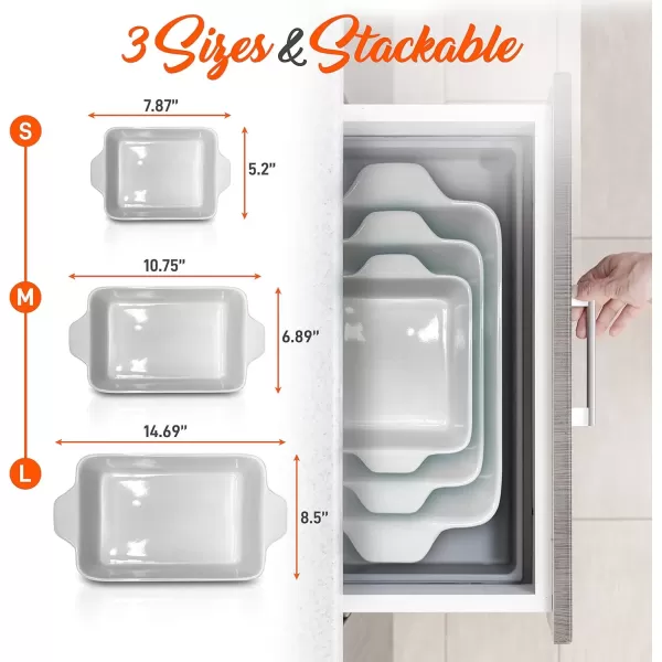 imageNutriChef 3Piece Ceramic Casserole Dish for Oven  Premium Lasagna Baking Pans w Nonstick Coating ampamp BuiltIn Handles  Dishwasher ampamp Microwave Safe  14quot x 8quot 10quot x 6quot 7quot x 5quot  RedAqua
