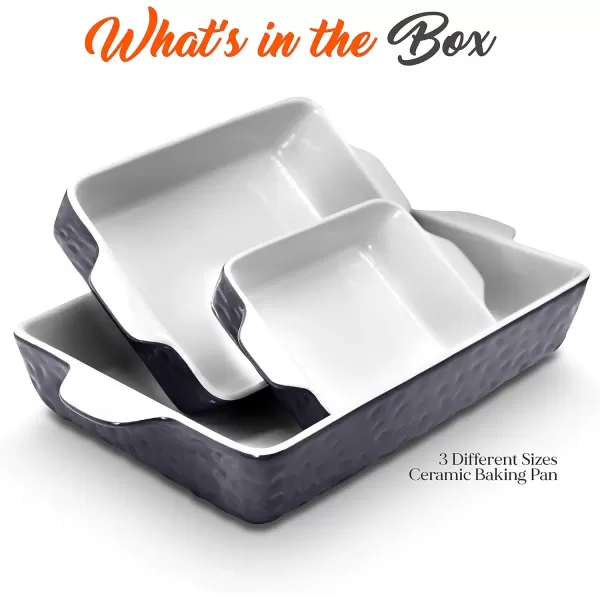 imageNutriChef 3Piece Ceramic Casserole Dish for Oven  Premium Lasagna Baking Pans w Nonstick Coating ampamp BuiltIn Handles  Dishwasher ampamp Microwave Safe  14quot x 8quot 10quot x 6quot 7quot x 5quot  RedRoyal Blue