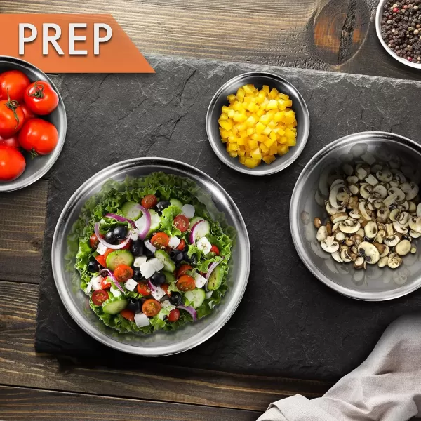 imageNutriChef 6Piece Stainless Steel Mixing Bowls  Premium Stackable Nesting Bowls  Kitchen Essentials for Food Prep Marinating Mixing Salad ampamp More  Dishwasher Safe