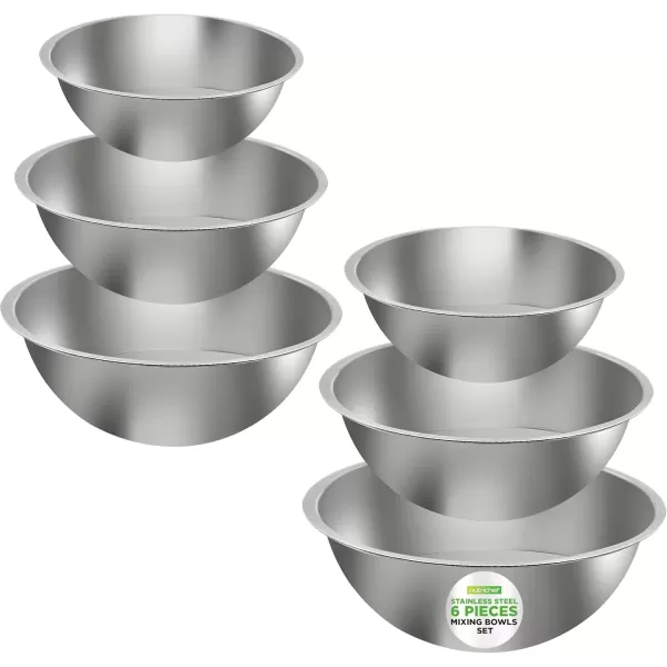 imageNutriChef 6Piece Stainless Steel Mixing Bowls  Premium Stackable Nesting Bowls  Kitchen Essentials for Food Prep Marinating Mixing Salad ampamp More  Dishwasher Safe