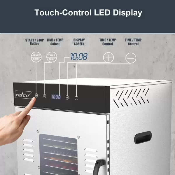 imageNutriChef Commercial Electric Food Dehydrator Machine  14 Shelf Extra Large Capacity  Stainless Steel Trays  1000Watts Digital Timer ampamp Temperature Control  1858 x 1752 x 2252 IN