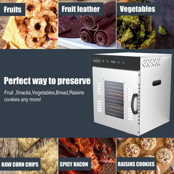 imageNutriChef Commercial Electric Food Dehydrator Machine  14 Shelf Extra Large Capacity  Stainless Steel Trays  1000Watts Digital Timer ampamp Temperature Control  1858 x 1752 x 2252 IN