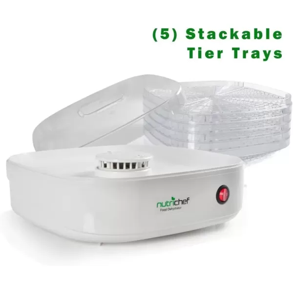 imageNutriChef Electric Countertop Food Dehydrator MachineProfessional MultiTier Food PreserverMeat or Beef Jerky MakerFruitVegetable Dryer w5 Stackable TraysHighHeat CirculationAZPKFD06