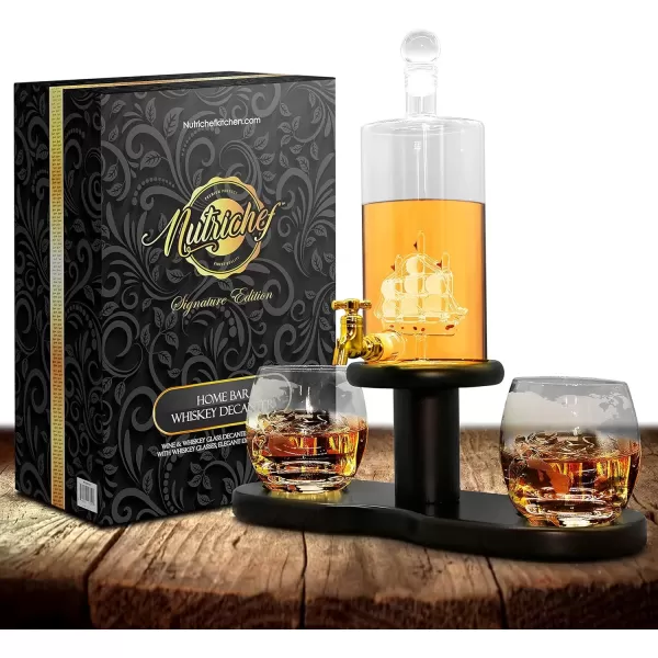 imageNutriChef Home Bar Wine Aerator Set with Whiskey Glasses Elegant Decanter Design One size Assorted