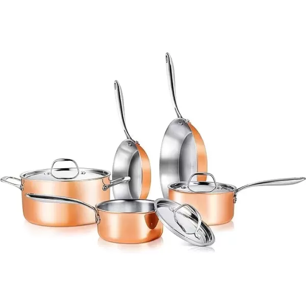 imageNutriChef Kit 8Piece 4Ply Kitchenware Pots ampamp Pans Set Stylish Kitchen Cookware wCast Stainless Steel Handle