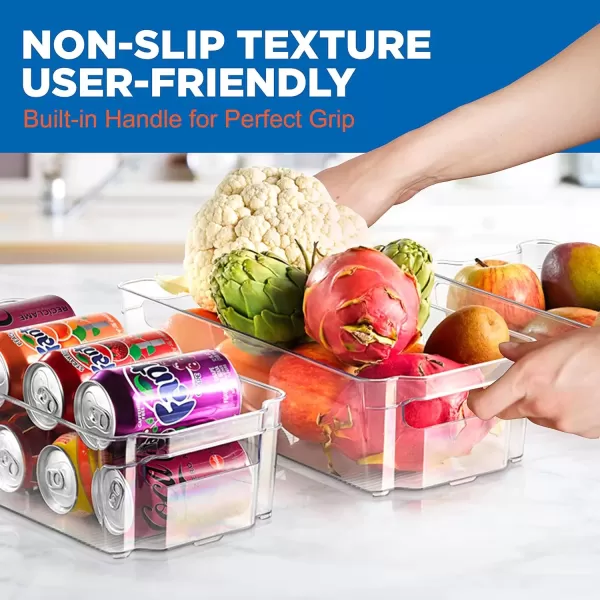 imageNutriChef Set of 8 Refrigerator Bins4 Wide and 4 Narrow Stackable Fridge Organizers for Freezer Kitchen Countertops CabinetsDesigned with Practical Carry Handles and Interior 8 containers Clear6Piece