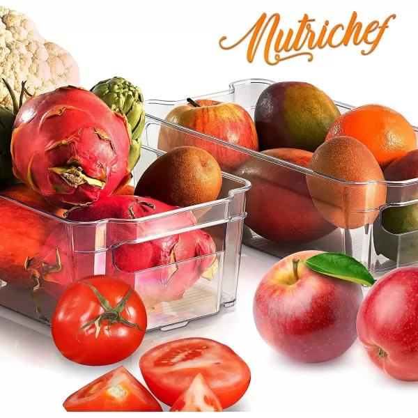 imageNutriChef Set of 8 Refrigerator Bins4 Wide and 4 Narrow Stackable Fridge Organizers for Freezer Kitchen Countertops CabinetsDesigned with Practical Carry Handles and Interior 8 containers Clear8Piece