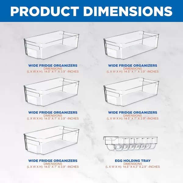 imageNutriChef Set of 8 Refrigerator Bins4 Wide and 4 Narrow Stackable Fridge Organizers for Freezer Kitchen Countertops CabinetsDesigned with Practical Carry Handles and Interior 8 containers Clear6Piece