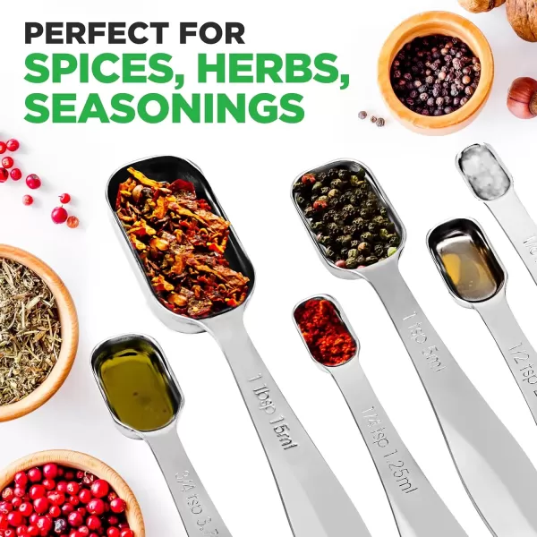 imageNutriChef Stainless Steel Measuring Spoons Set  6Pc Heavy Duty Oval Shaped Metal Measuring Spoon for Dry or Liquid Ingredients Teaspoon and Tablespoon Set w Metric ampamp US Measurement  NCMMS6