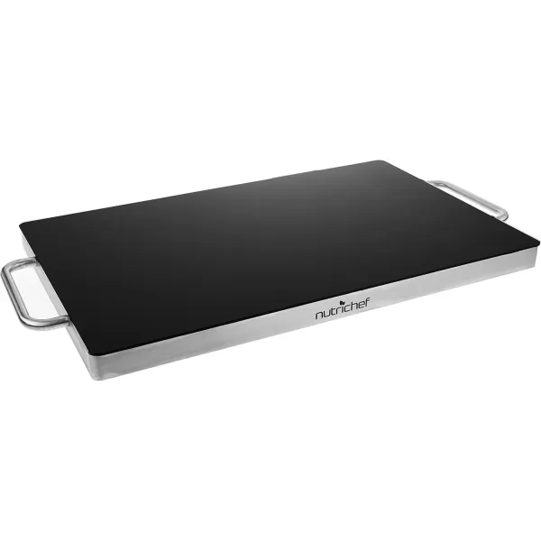 imageNutriChef Stainless Warming Hot Plate  Keep Food Warm w Portable Electric Food Tray Dish Warmer w Black Glass Top For Restaurant Parties Buffet Serving Table or Countertop Use