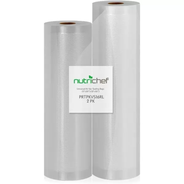 imageNutriChef Vacuum Sealer Bags 11x50 and 8x50 Roll 2 pack for Food Saver Seal a Meal NutriChef Weston Commercial Grade BPA Free Heavy Duty Great for vac storage Meal Prep or Sous Vide