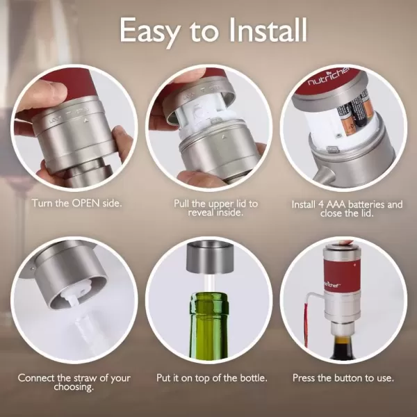imageNutriChef Wine Dispenser Automatic Electric Wine Aerator Pourer w Metal Decanter Spout for Red and White Wine SmallDiecast Metal