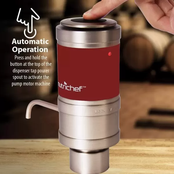 imageNutriChef Wine Dispenser Automatic Electric Wine Aerator Pourer w Metal Decanter Spout for Red and White Wine SmallDiecast Metal