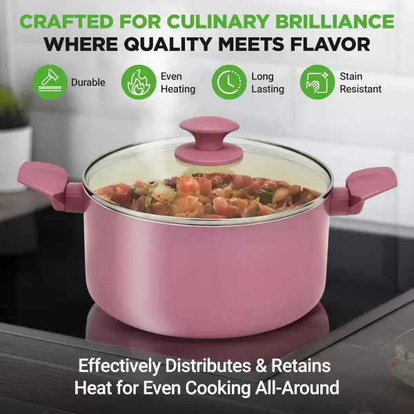 imageNutrichef 54Piece Marble NonStick Cookware and Bakeware Set Professional Home Kitchen Collection with MultiSized Pots Pans and HeatResistant ToolsBlush Pink