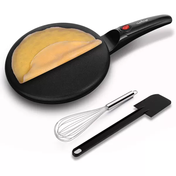 imagenutrichef Electric Griddle Hot Plate Cooktop  800W 8quot Pan Style Crepe Maker Hot Plate wONOff Switch Nonstick Coating Automatic Temperature Control Plugin Operation for Kitchen and Countertop
