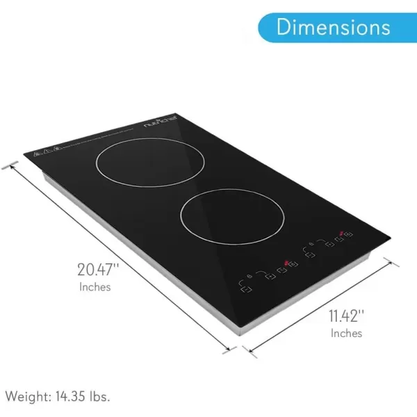 imageDual 120V Electric Induction Cooker  1800w Portable Digital Ceramic Countertop Double Burner Cooktop wCountdown Timer  Works wStainless Steel PanMagnetic Cookware  NutriChef