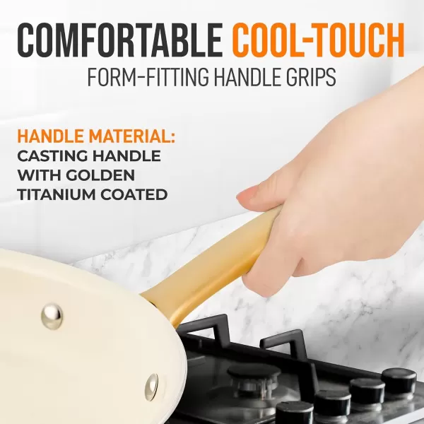 imageNutriChef 10quot Medium Ceramic Fry Pan  NonStick Ceramic Coated Skillet with Stylish Titanium Handle Durable Easy to Clean Professional Cookware14 inch