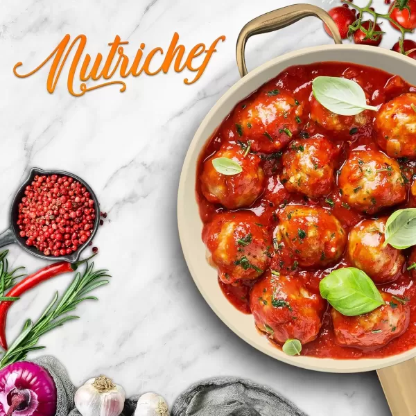 imageNutriChef 10quot Medium Ceramic Fry Pan  NonStick Ceramic Coated Skillet with Stylish Titanium Handle Durable Easy to Clean Professional Cookware14 inch