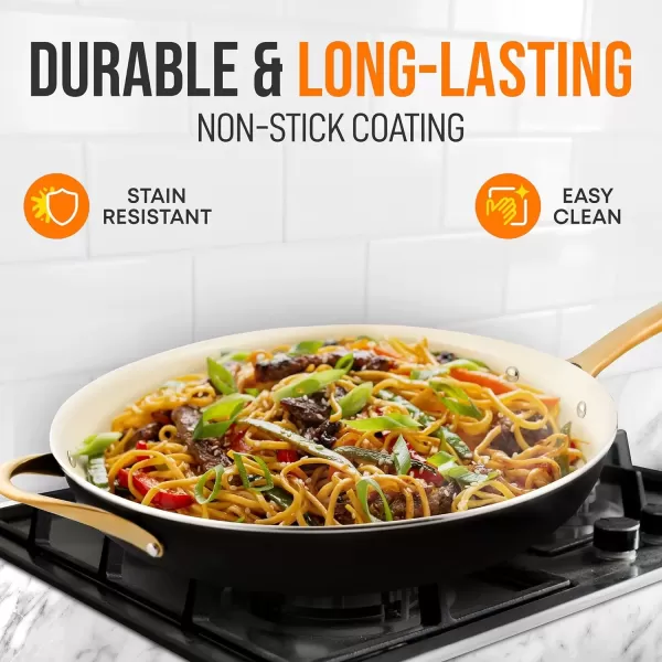 imageNutriChef 10quot Medium Ceramic Fry Pan  NonStick Ceramic Coated Skillet with Stylish Titanium Handle Durable Easy to Clean Professional Cookware14 inch