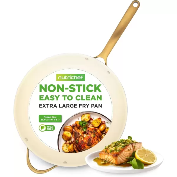 imageNutriChef 10quot Medium Ceramic Fry Pan  NonStick Ceramic Coated Skillet with Stylish Titanium Handle Durable Easy to Clean Professional Cookware14 inch
